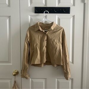 Universal Thread Cropped Tan Button-Down